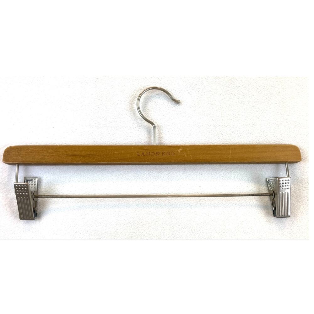 Wooden Hangers with Clip Pants Skirts Adjustable Lands' End - Picture 2 of 4